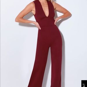 Lulus burgundy jumpsuit